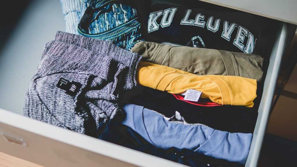folder shirts in a drawer