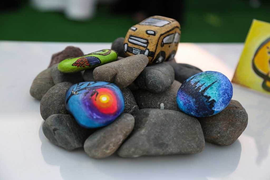 pile or rocks, some painted, some not