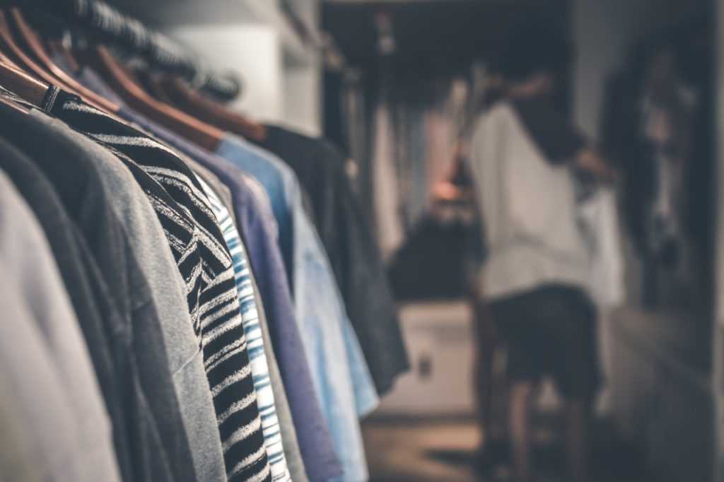 shirts hung on hangers